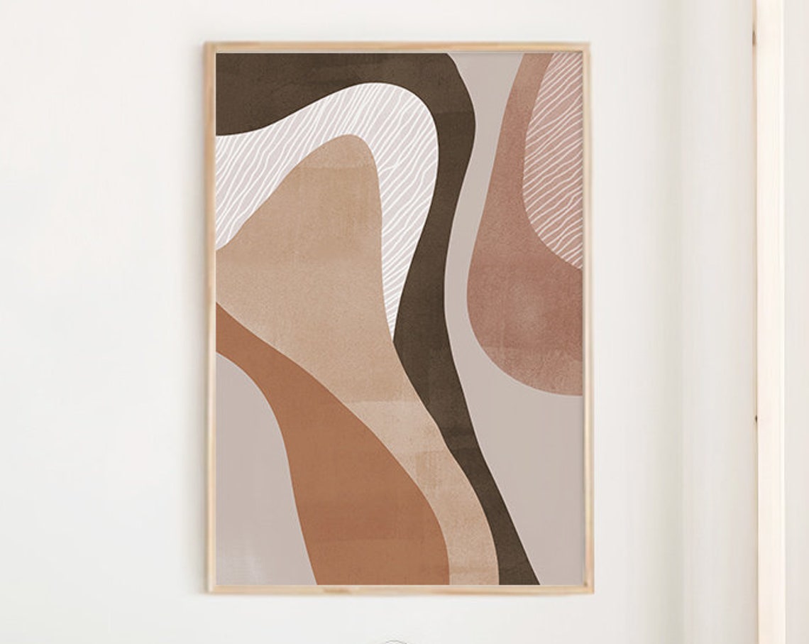 Brown Beige Abstract Wavy Terracotta Organic Modern Painting Poster - Image 3
