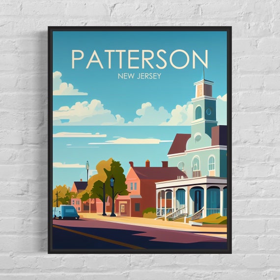 Patterson New Jersey Retro Art Print Patterson Wall Art Illustration Patterson Vintage Minimal Design Poster