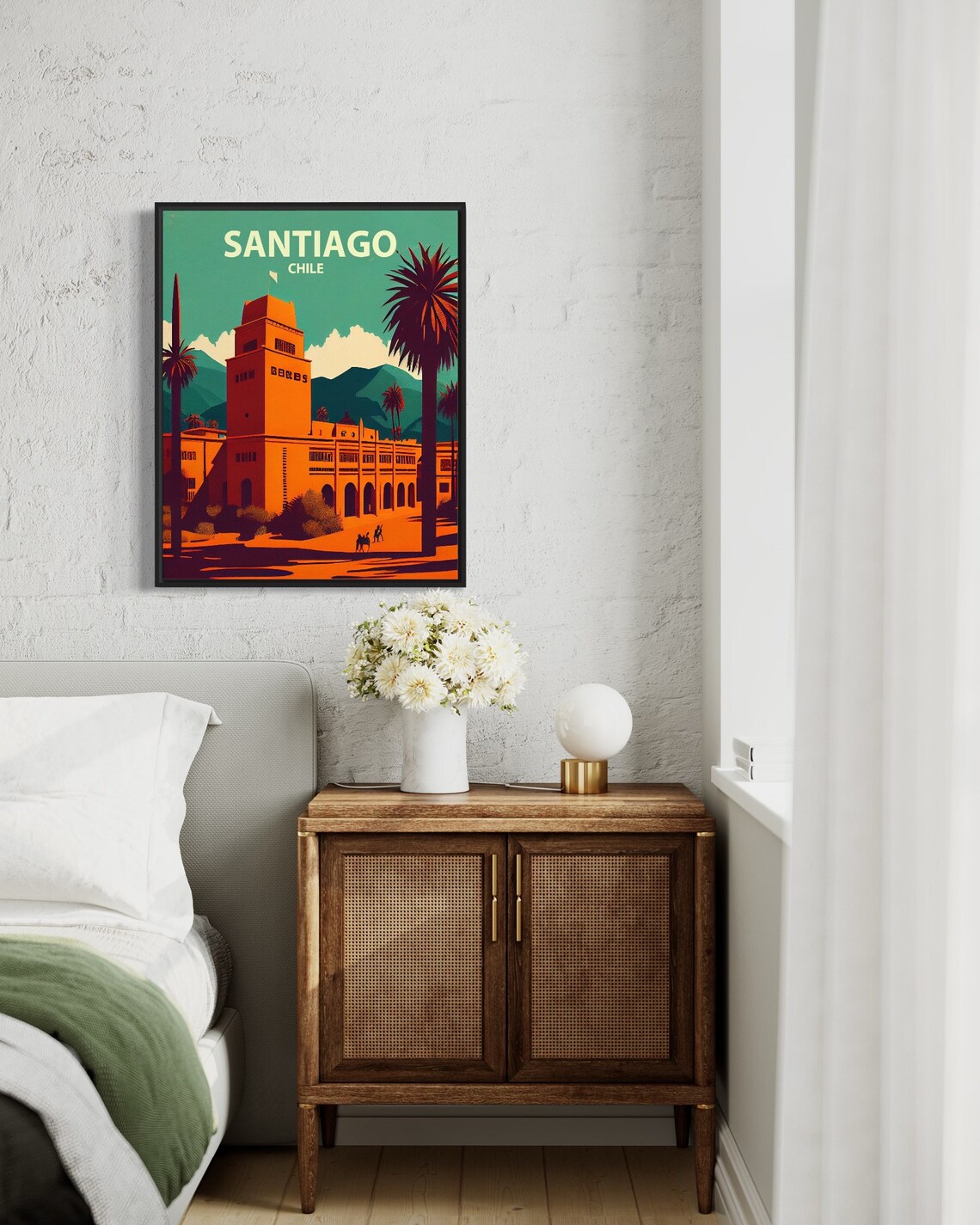 Santiago Chile Historic Orange Tower Andes Retro Travel Poster - Image 2