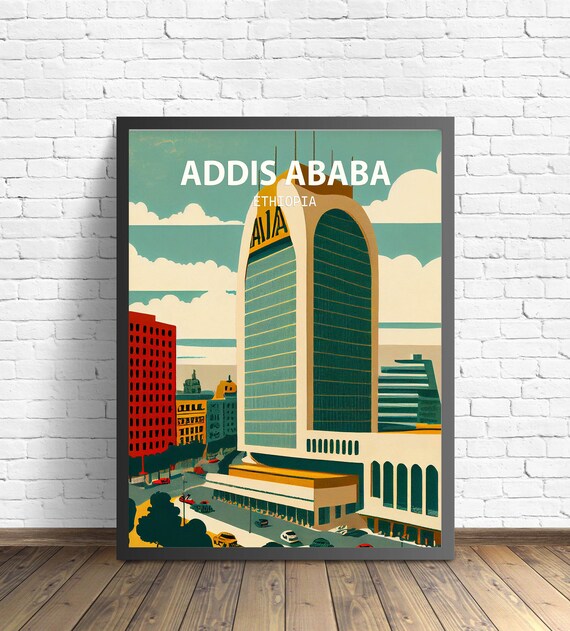 Addis Ababa Ethiopia Retro Art Print Addis Ababa Wall Art Illustration Addis Ababa Vintage Minimal Design Poster