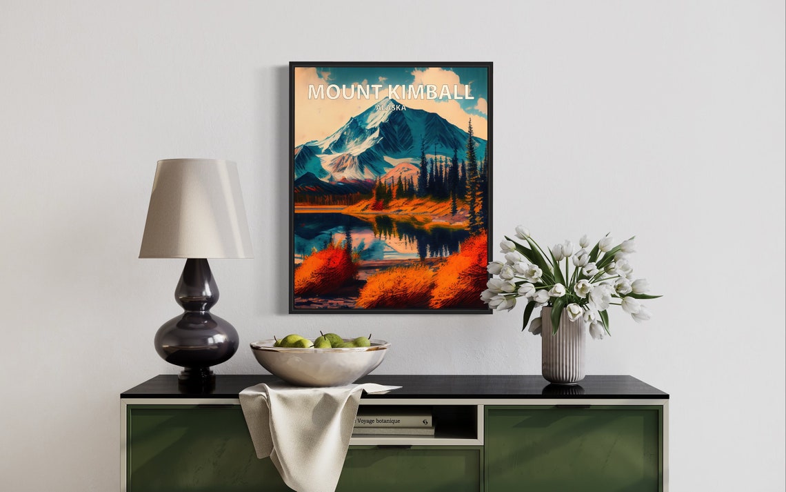 Mount Kimball Alaska Still Lake Reflection Autumn Shoreline Poster - Image 3