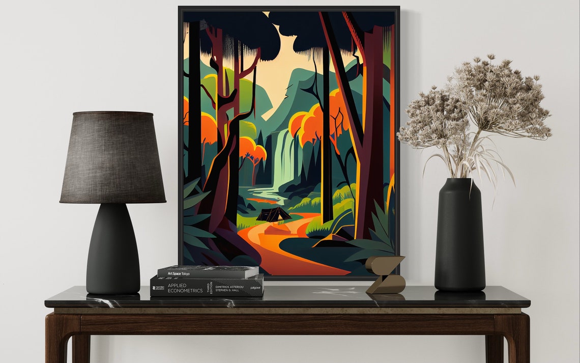 Canyonlands Canyon Forest Waterfall Retro Camping Nature Poster - Image 3