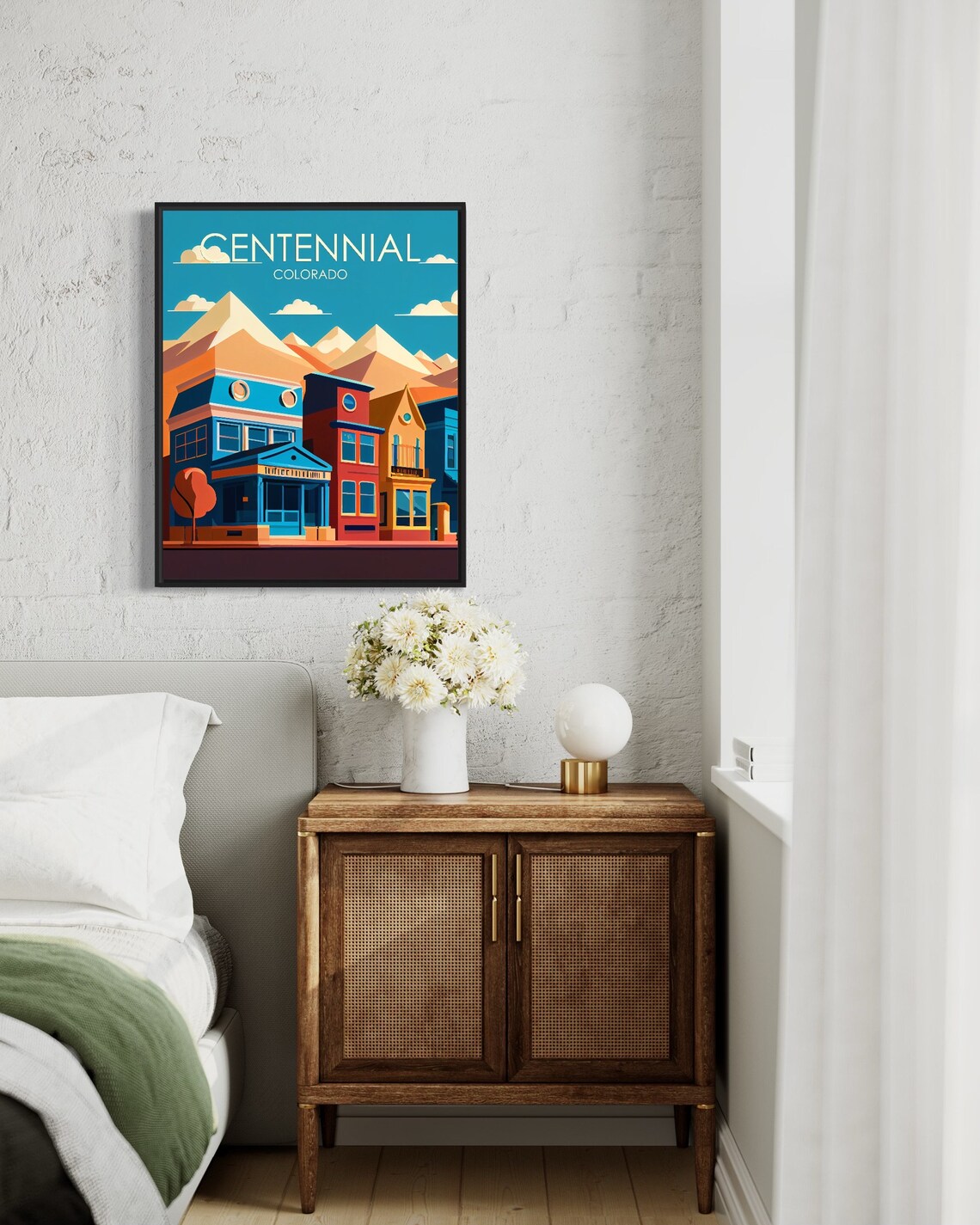 Centennial Colorado Mountain Town Colorful Row Houses Travel Poster - Image 3