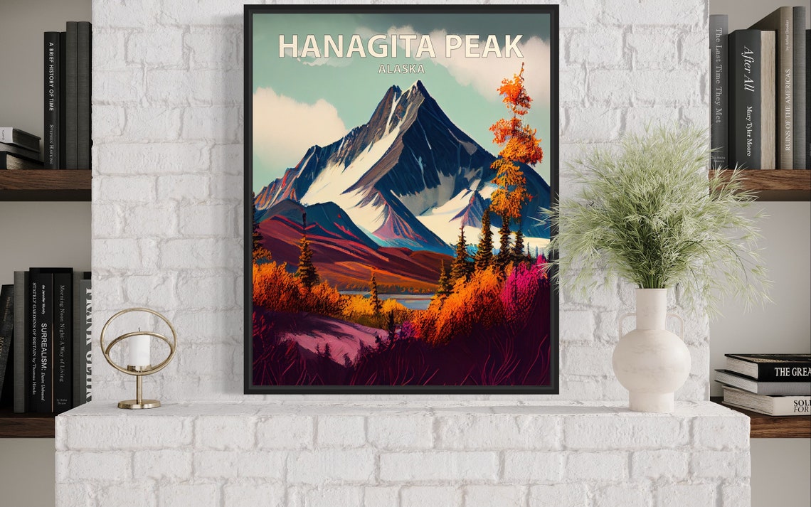 Hanagita Peak Alaska Twin Glaciers Over Red Autumn Tundra Poster - Image 2