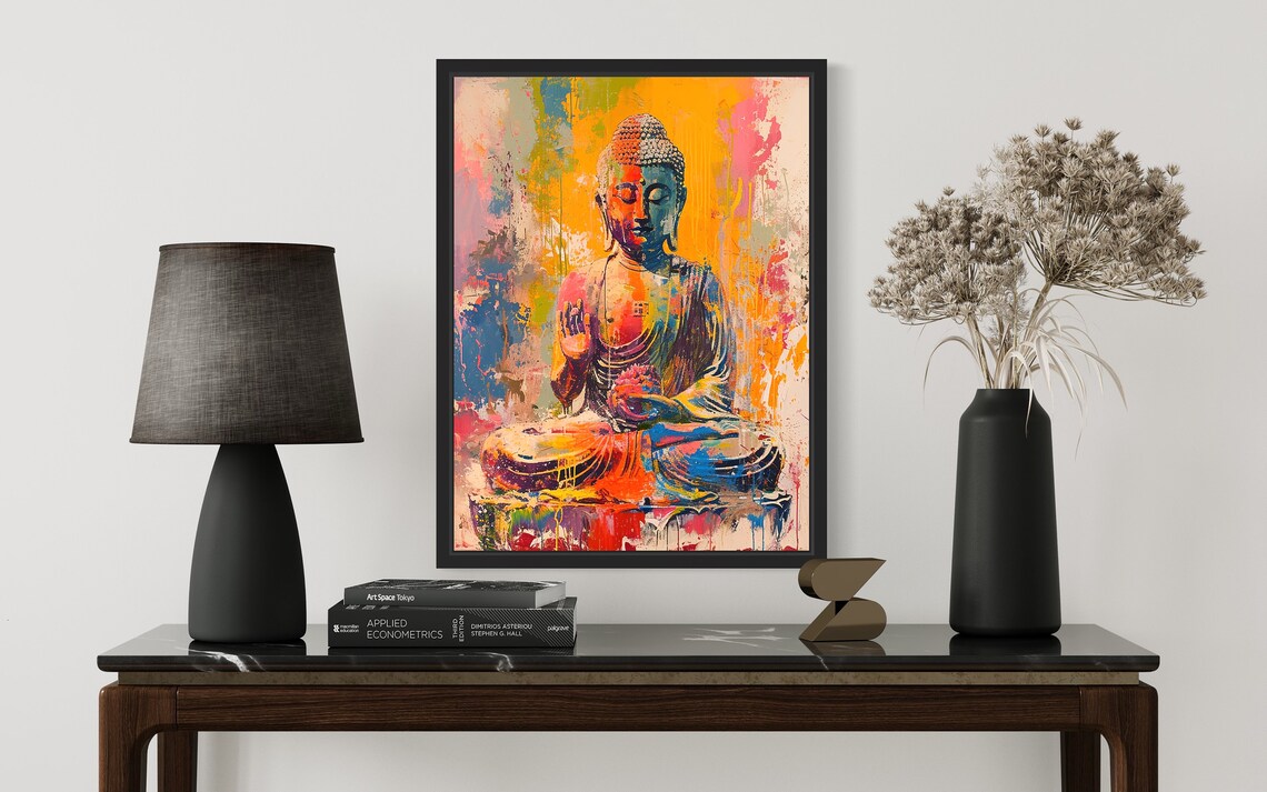 Colorful Abstract Buddha Meditation Modern Spiritual Art Poster - Image 2