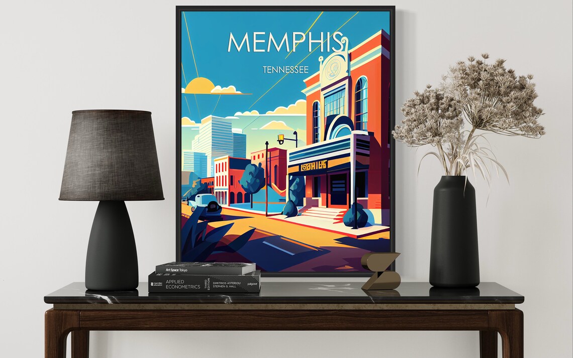 Memphis Tennessee Theater District Retro City Street Art Poster - Image 2