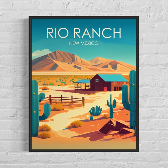 Rio Ranch Nm Retro Art Print Rio Ranch Wall Art Illustration Rio Ranch Vintage Minimal Design Poster