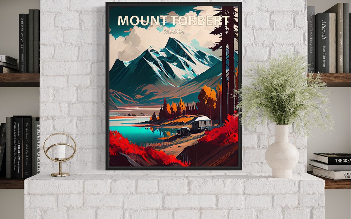 Mount Torbert Alaska Turquoise Lake Cabin Autumn Foliage Poster - Image 2