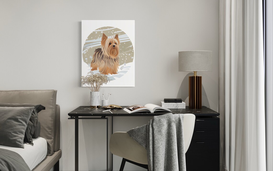 Yorkshire Terrier In Winter Snow Cute Dog Breed Portrait Poster - Image 3