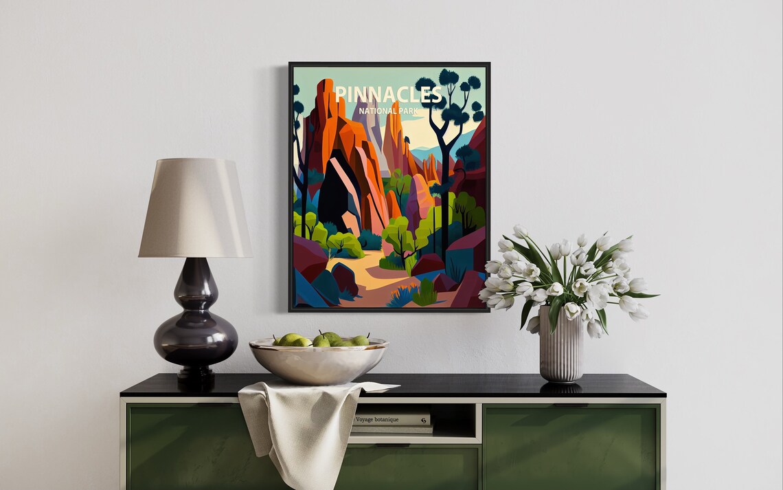 Pinnacles National Park Red Rock Spires Desert Canyon Travel Poster - Image 3