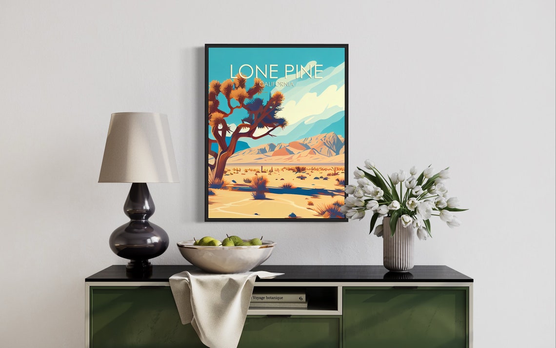 Lone Pine California Desert Joshua Tree Sandy Peaks Travel Poster - Image 3