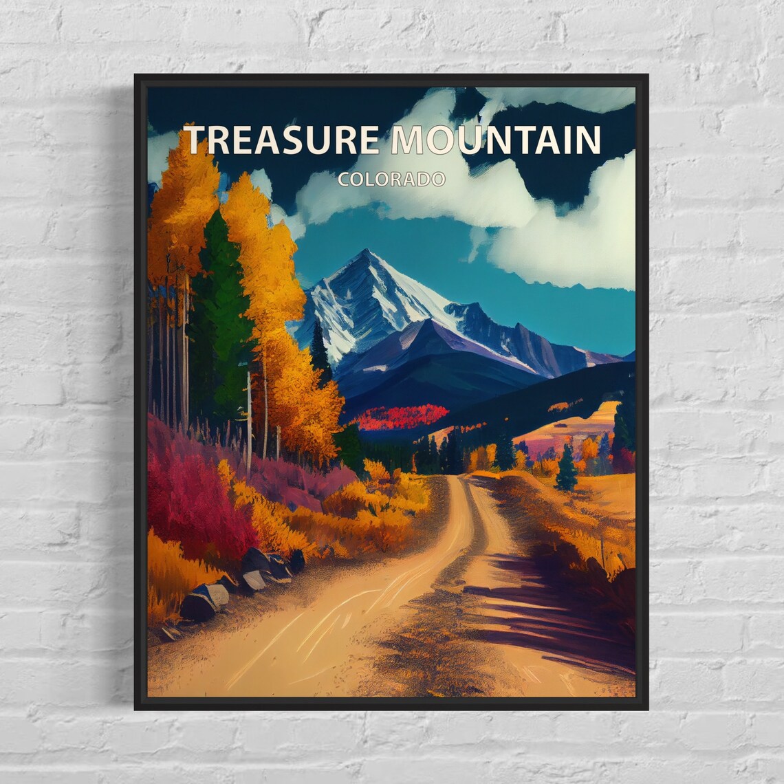 Treasure Mountain Colorado Autumn Aspen Snow Peak Landscape Poster