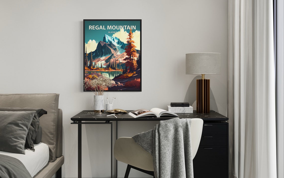 Regal Mountain Alaska Glacier Peak Alpine Lake Reflection Poster - Image 2