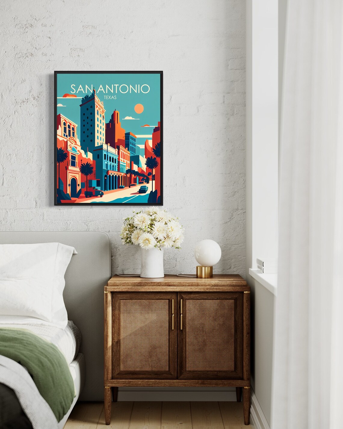 San Antonio Texas Downtown Street Historic Towers Sunset Travel Poster - Image 3