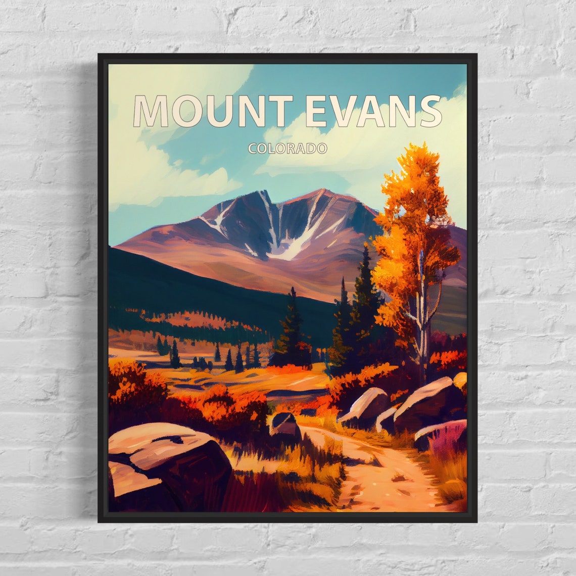 Mount Evans Colorado Boulder Trail Alpine Meadow Fall Travel Poster