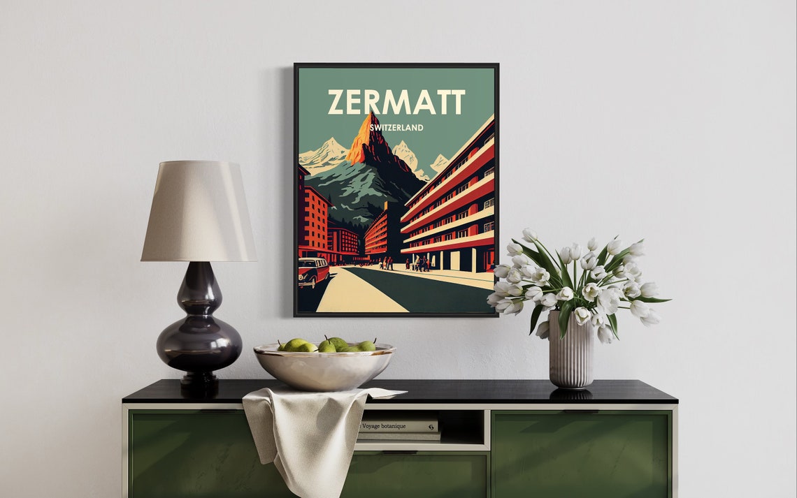 Zermatt Switzerland Matterhorn Peak Alpine Village Street Poster - Image 3
