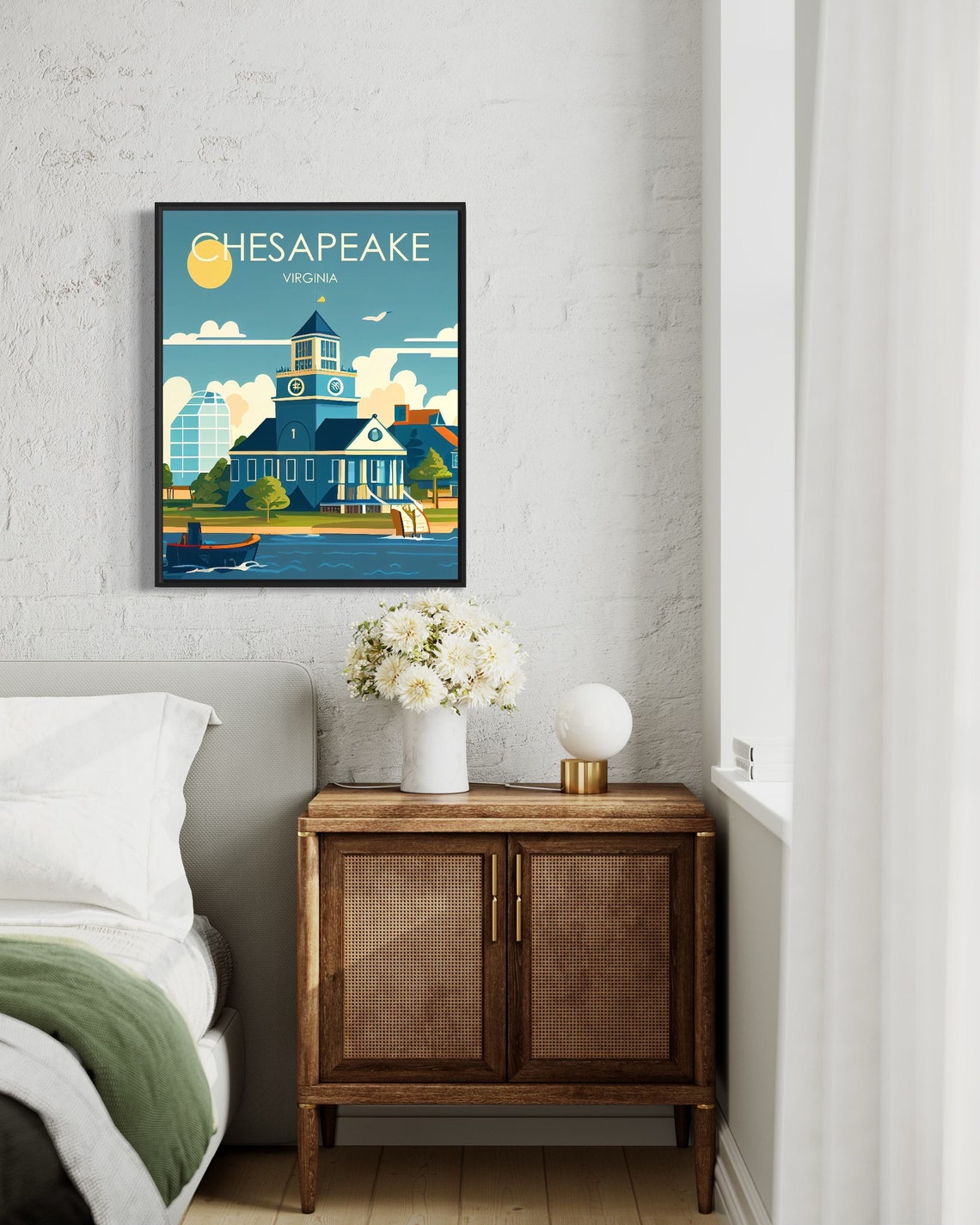 Chesapeake Virginia Waterfront Tower Retro Minimal Travel Poster - Image 3