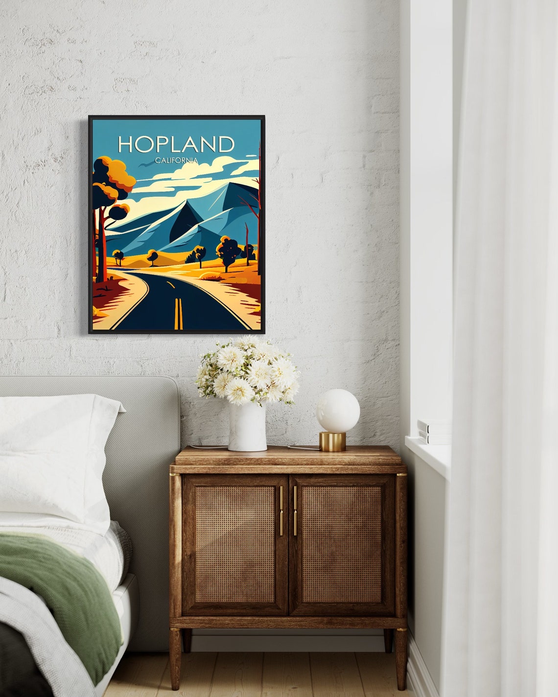 Hopland California California Retro Art Print Hopland Art Illustration Hopland Vintage Minimal Design Poster - Image 3