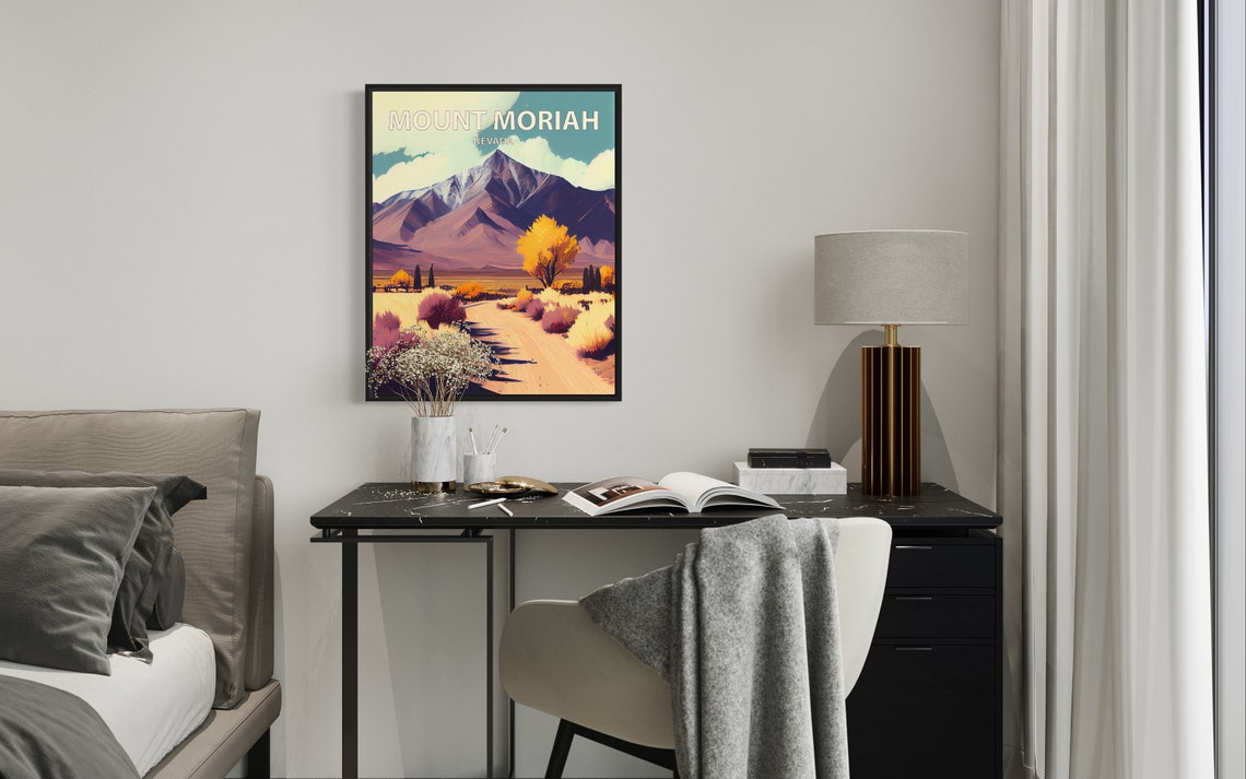 Mount Moriah Nevada Purple Desert Road Autumn Valley Art Poster - Image 2