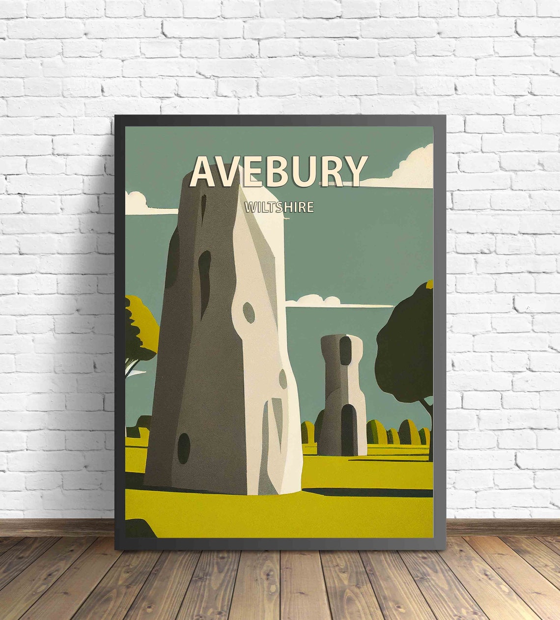 Avebury Wiltshire Retro Standing Stones Megalith Vintage Travel Poster
