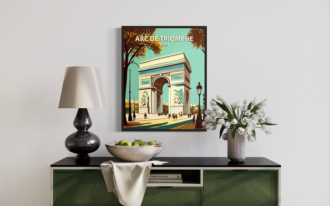 Arc de Triomphe Paris Autumn Avenue Vintage French Travel Poster - Image 2
