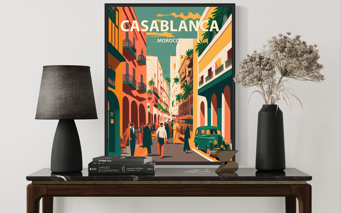 Casablanca Morocco Vibrant Old Town Street Scene Travel Poster - Image 2