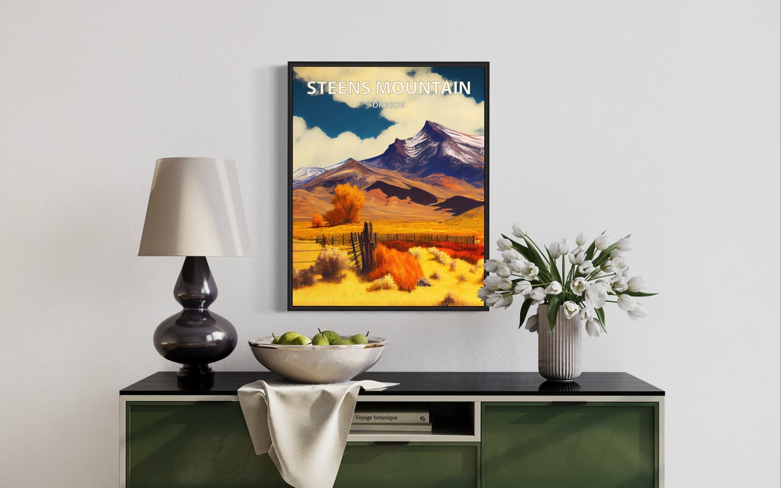 Steens Mountain Oregon Autumn Desert Ranch Landscape Vintage Poster - Image 3