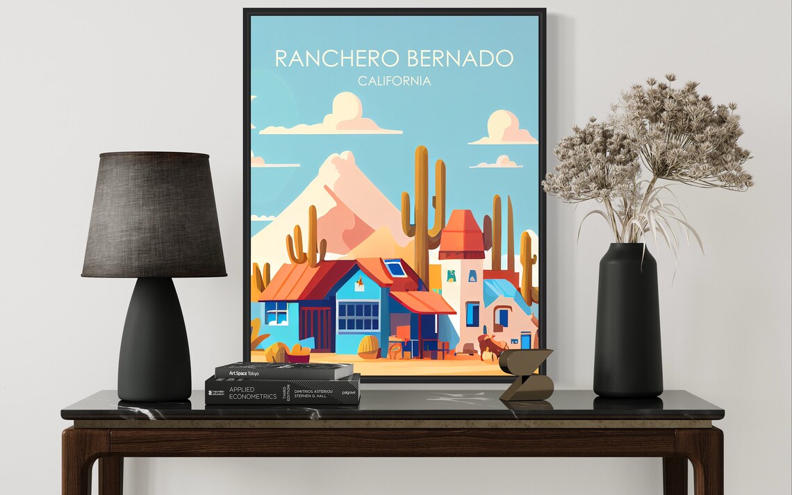 Ranchero Bernado California Desert Homestead Cacti Art Travel Poster - Image 3