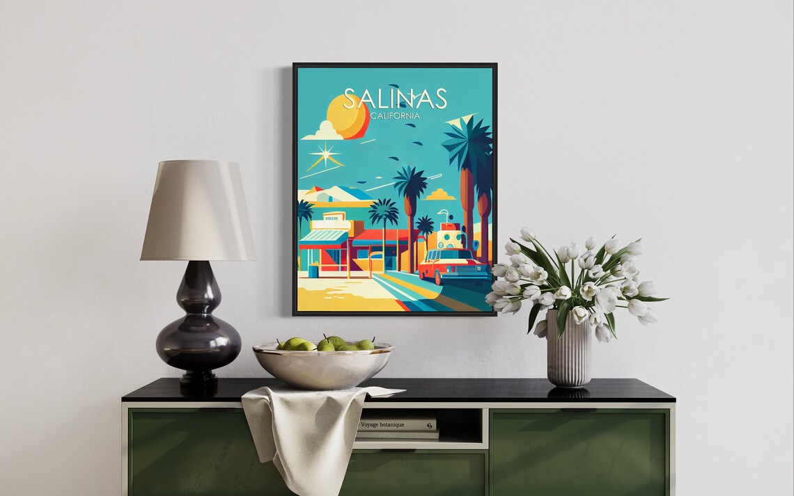 Salinas California Mid-Century Main Street Retro Travel Poster - Image 2