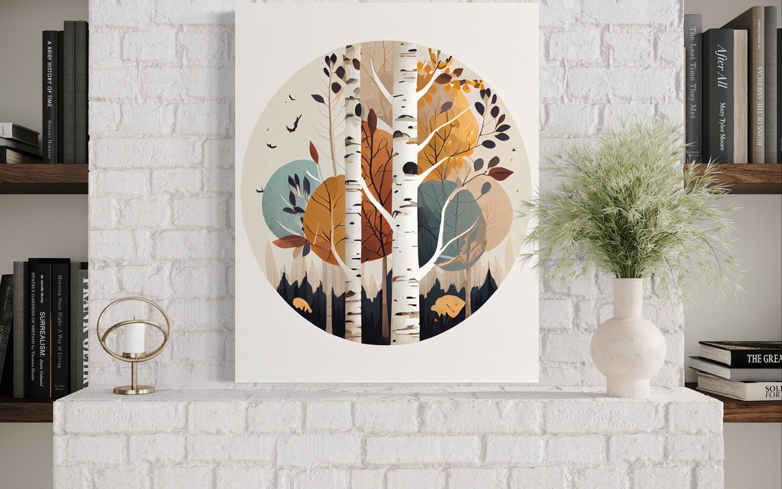 Birch Tree Retro Art Print Birch Tree Illustration Birch Tree Vintage Minimal Design Poster - Image 3