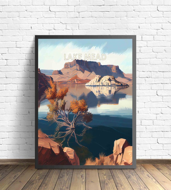 Lake Mead Retro Art Print Lake Mead Wall Art Illustration Lake Mead Vintage 1960s Design Poster Artwork