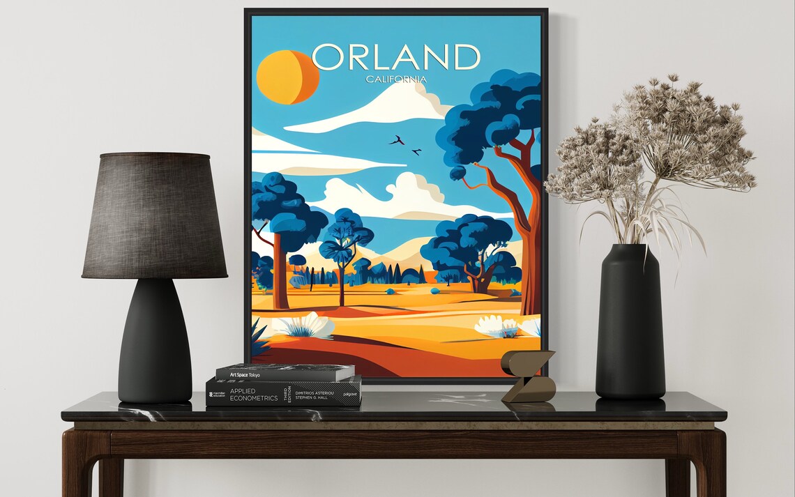 Orland California Golden Farmland Trees Bright Sun Sky Poster - Image 3