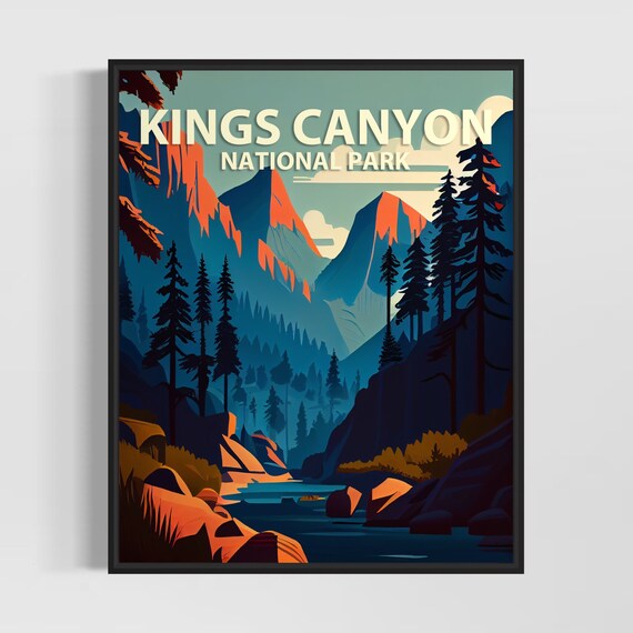 Kings Canyon Park Retro Art Print Kings Canyon Park Illustration Kings Canyon Park Vintage Minimal Design Poster