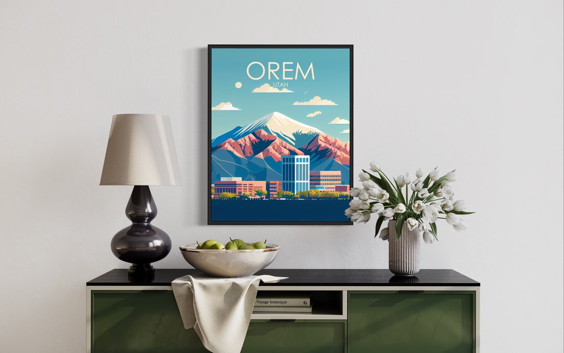 Orem Utah Downtown Skyline Framed by Mount Timpanogos Poster - Image 2