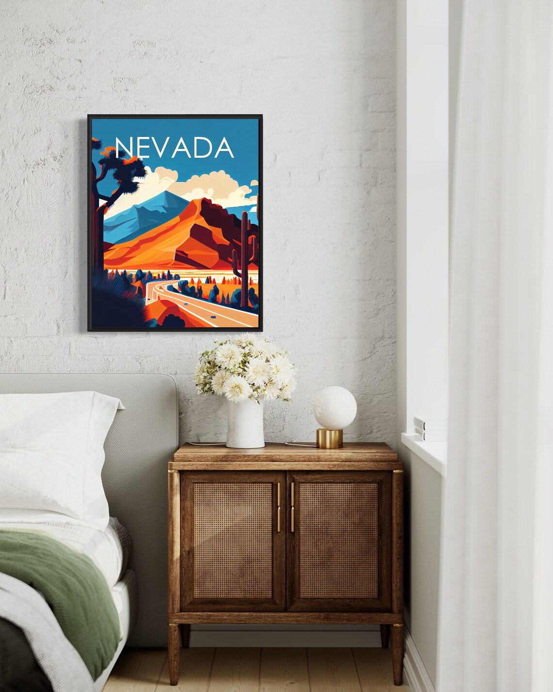 Nevada Desert Sunset Open Road Trip Retro Style Vintage Travel Poster - Image 3