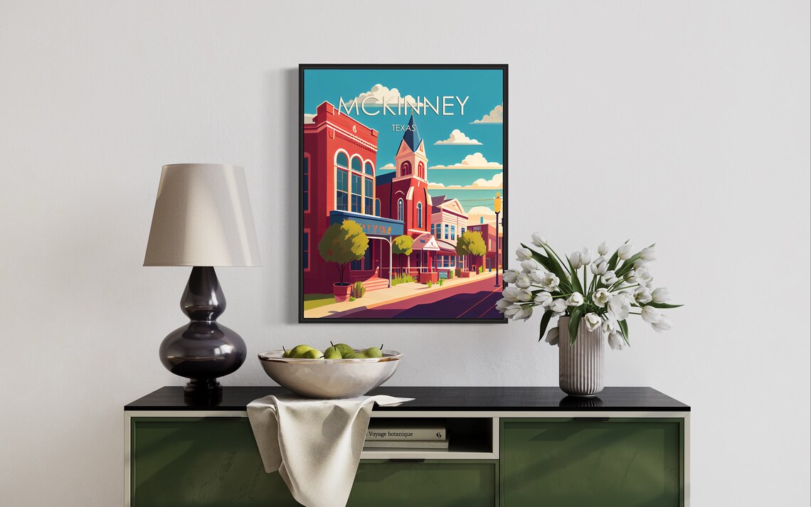 McKinney Texas Historic Red Brick Downtown Street Travel Poster - Image 3