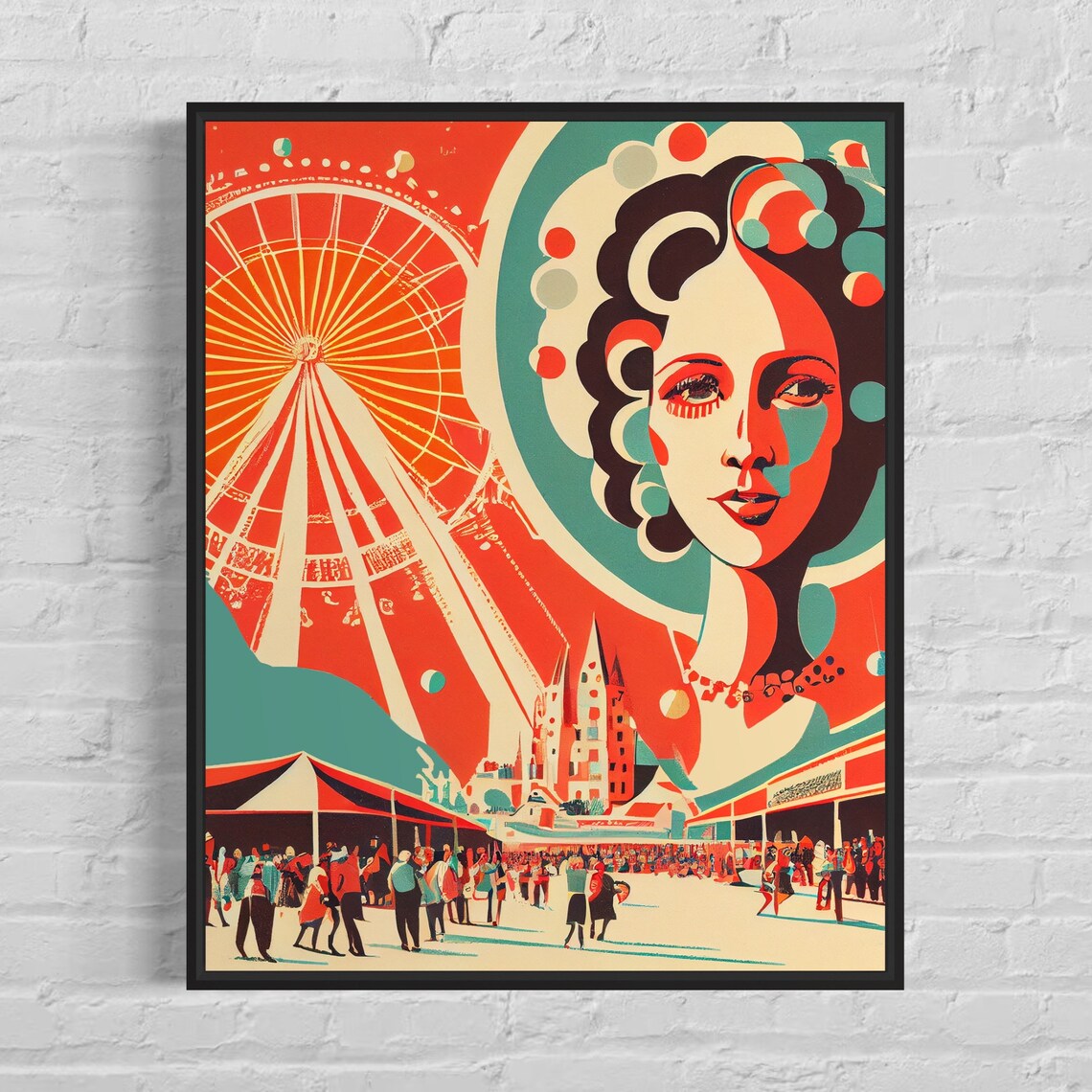 Bregenz Festival Austria Ferris Wheel Fairground Retro Travel Poster
