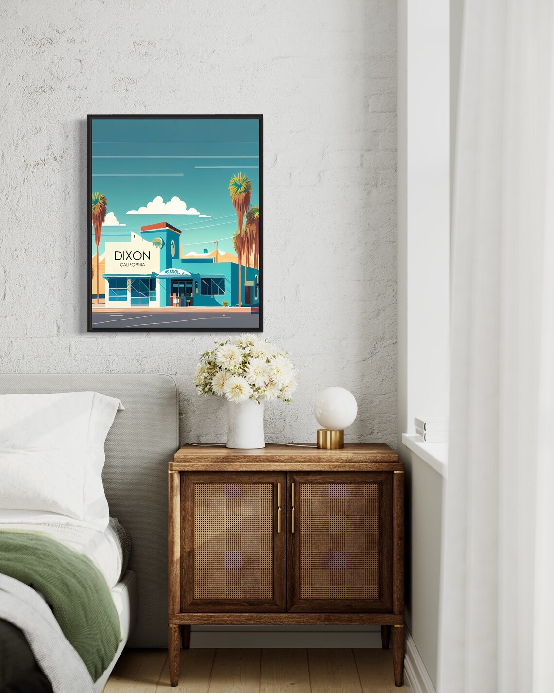 Dixon California Retro Turquoise Diner Building Scene Poster - Image 2