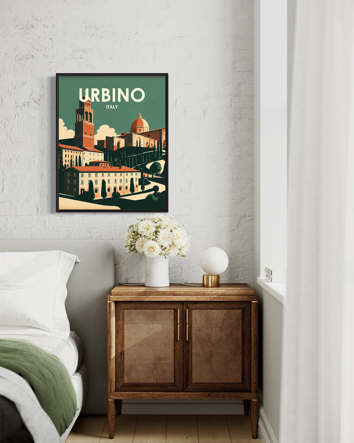 Urbino Italy Renaissance Hill Town Bell Tower Retro Travel Poster Art - Image 3