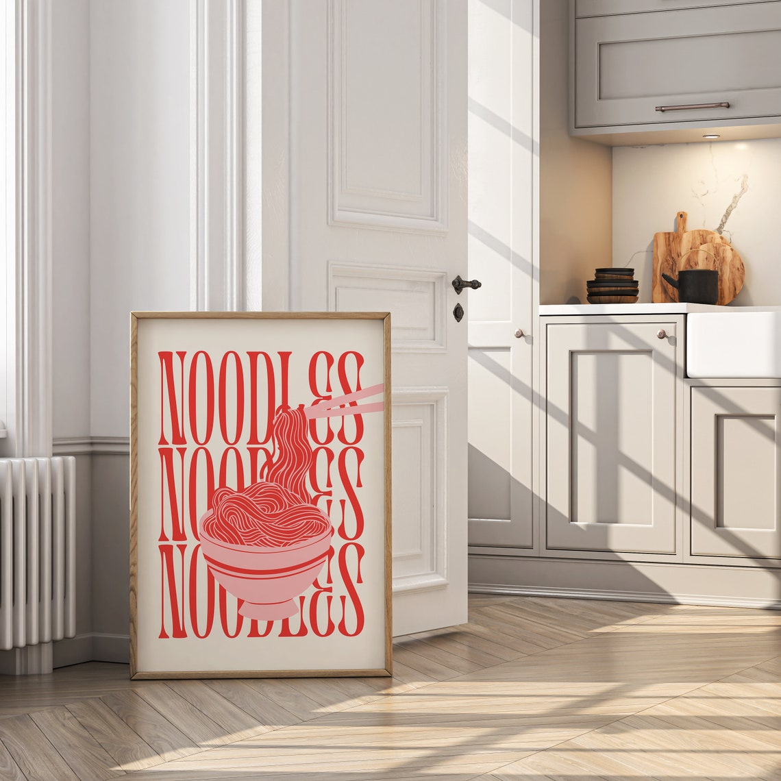 Retro Noodles Bowl Red Typography Kitchen Food Pop Art Wall Poster - Image 3