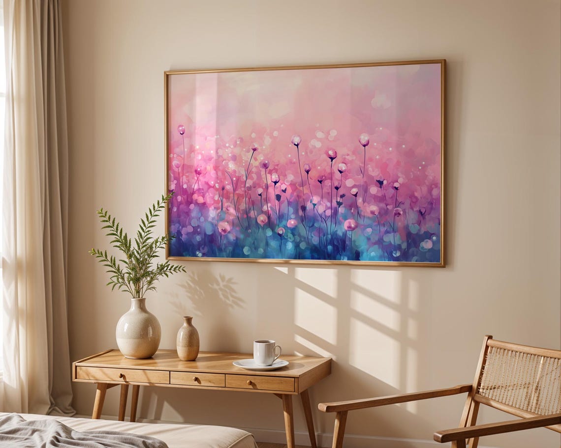 Pink Purple Wildflower Meadow Bokeh Dreamy Abstract Art Poster - Image 5