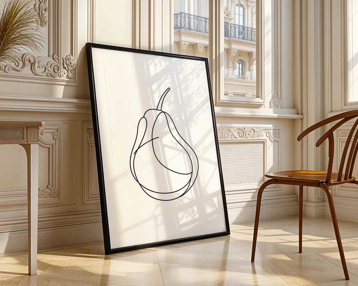 Pear Single Line Art Minimalist Fruit Drawing Modern Style Poster - Image 3
