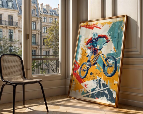 BMX Rider Jumping Trick Bold Graffiti Urban Sports Street Poster