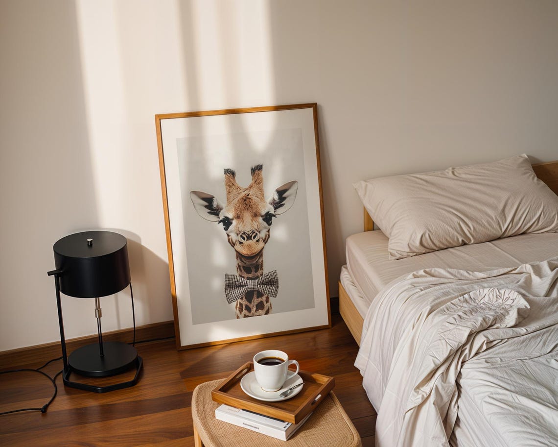 Giraffe Portrait With Bow Tie Nursery Kids Room Animal Illustration Trendy Wall Art Modern Prints Print Cute Gift - Image 2