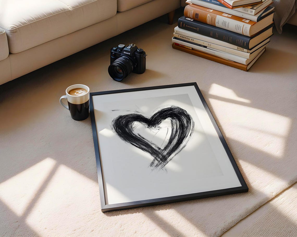 Black Brushstroke Heart Abstract Ink Love Minimalist Art Poster - Image 6