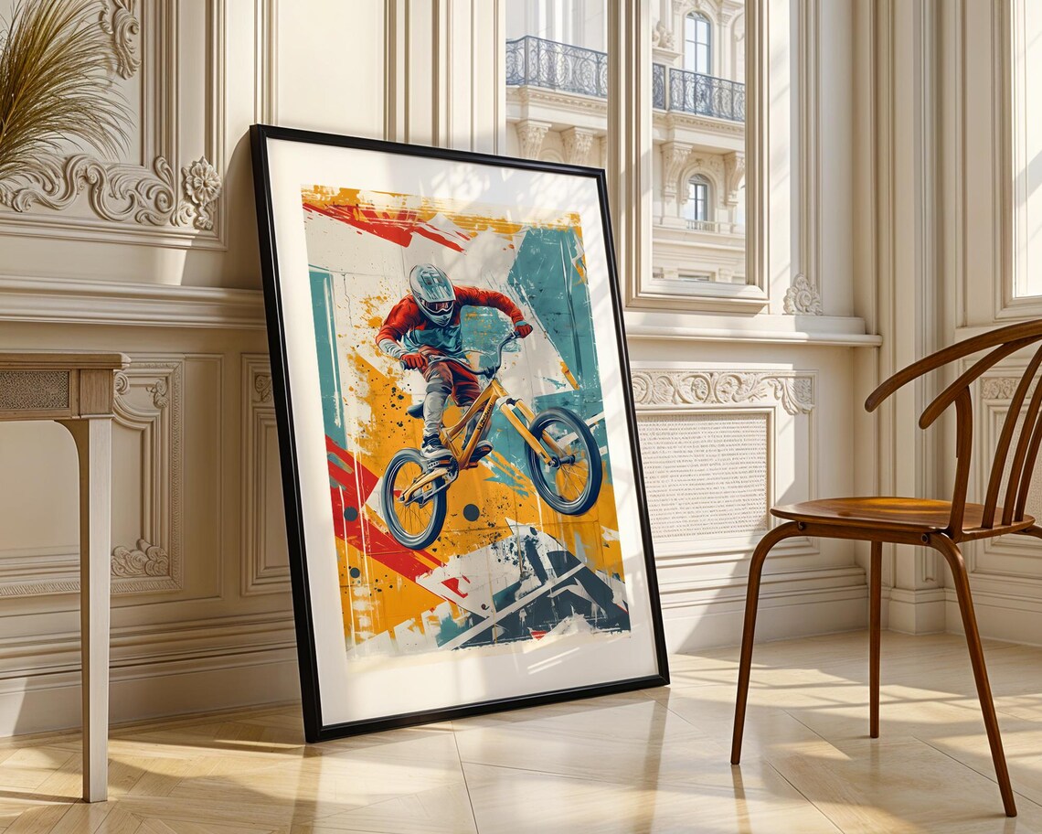 BMX Rider Jumping Trick Bold Graffiti Urban Sports Street Poster - Image 3
