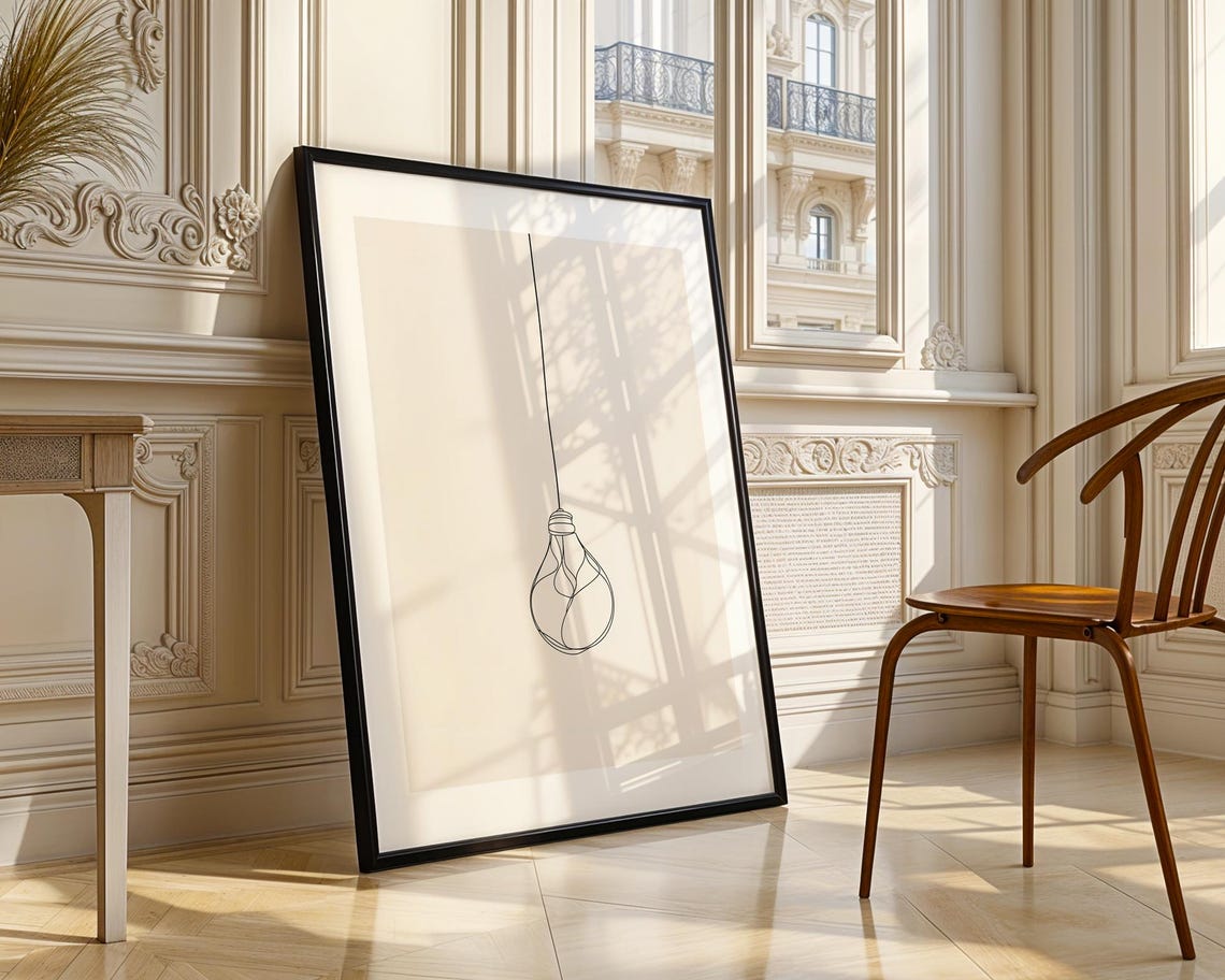Hanging Light Bulb Continuous One Line Art Minimalist Poster - Image 4