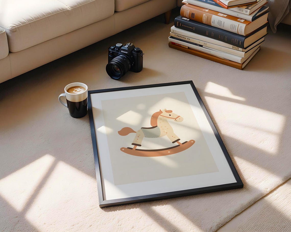 Minimalist Rocking Horse Nursery Decor Print Trendy Wall Art Room Prints Poster Gift - Image 5