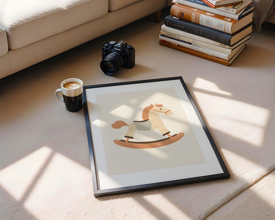 Rocking Horse Nursery Illustration Cute Kids Room Decor Print - Image 5