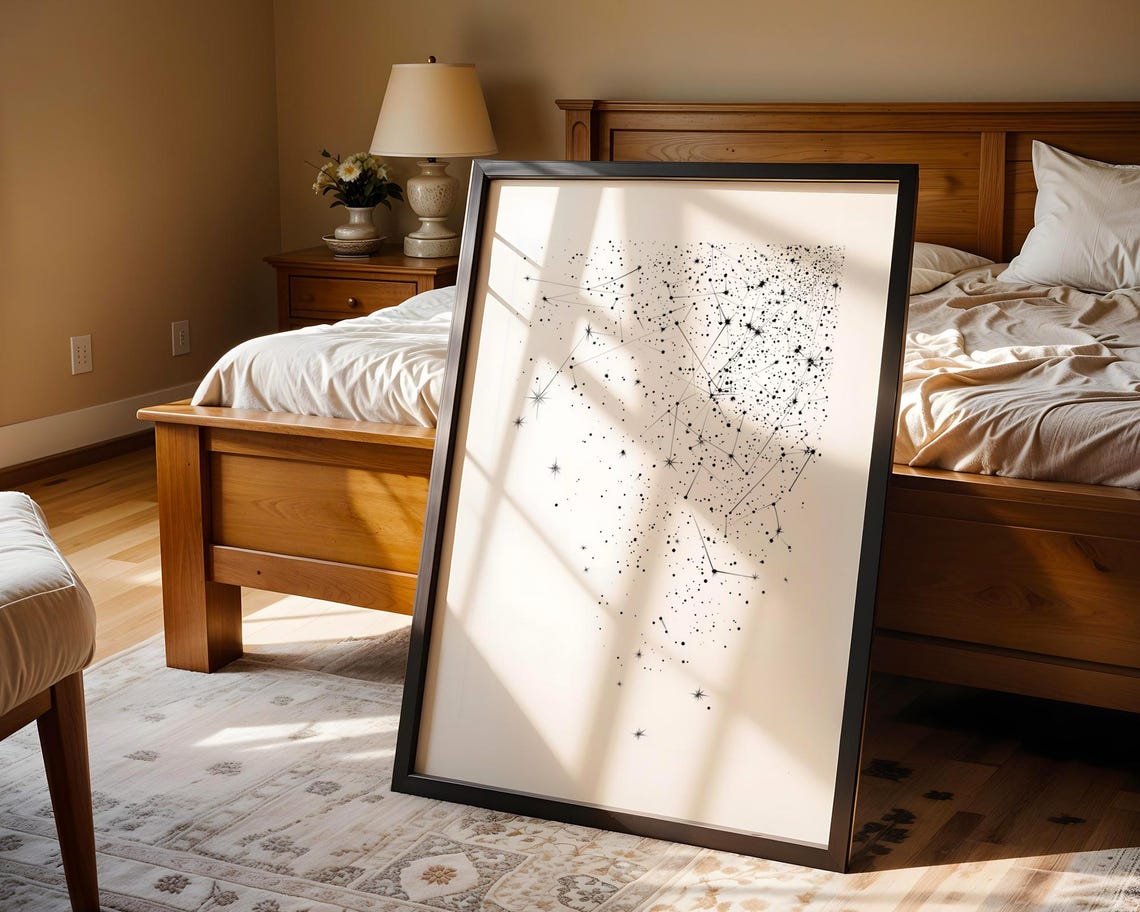 Starry Night Constellation Line Art Celestial Star Map Poster - Image 4